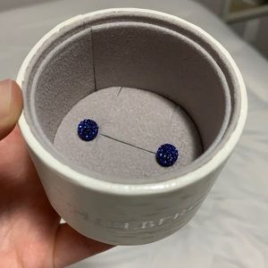 Hillberg and Berk blue sparkle ball earrings